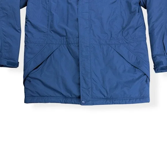 VTG LL Bean Men's Nylon Full Zip Insulated Hooded Jacket Blue Size Medium Blue‎